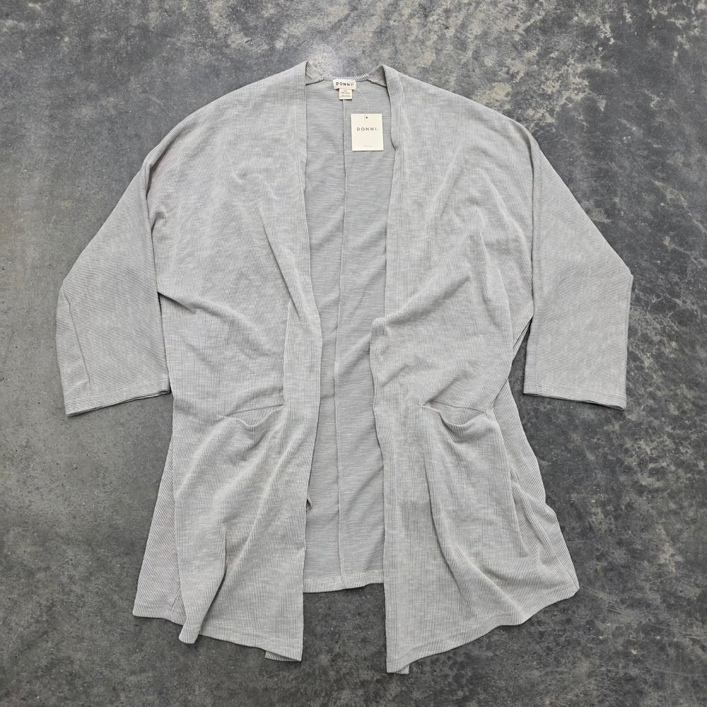 NWT DONNI. Open‎ Front Striped Cardigan Duster Lightweight Cover Up